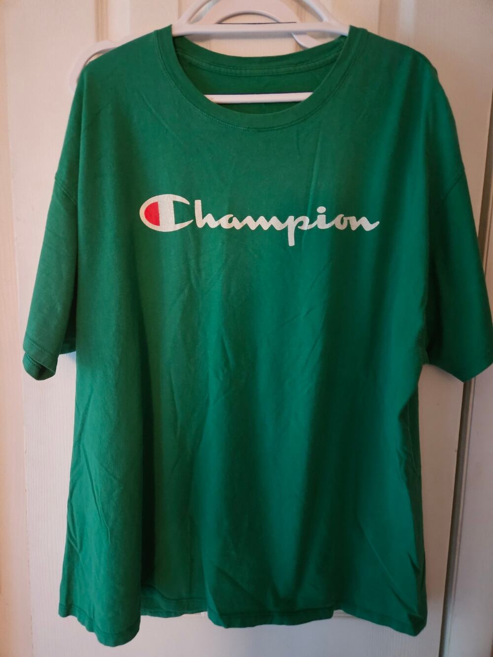 Champion Men’s 2XL Kelly Green Script Logo T Shirt Short Sleeve Crewneck